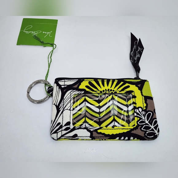 Vera Bradley Cosmetic Bag And  Zip ID Case *Grey/Citron* NWT - Picture 12 of 14